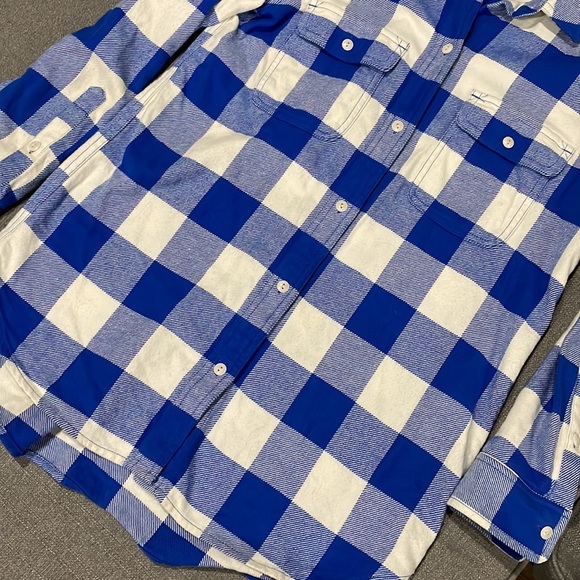 Madewell Classic ExBoyfriend Buffalo Plaid light Blu Checker Button down Flannel - Picture 7 of 13